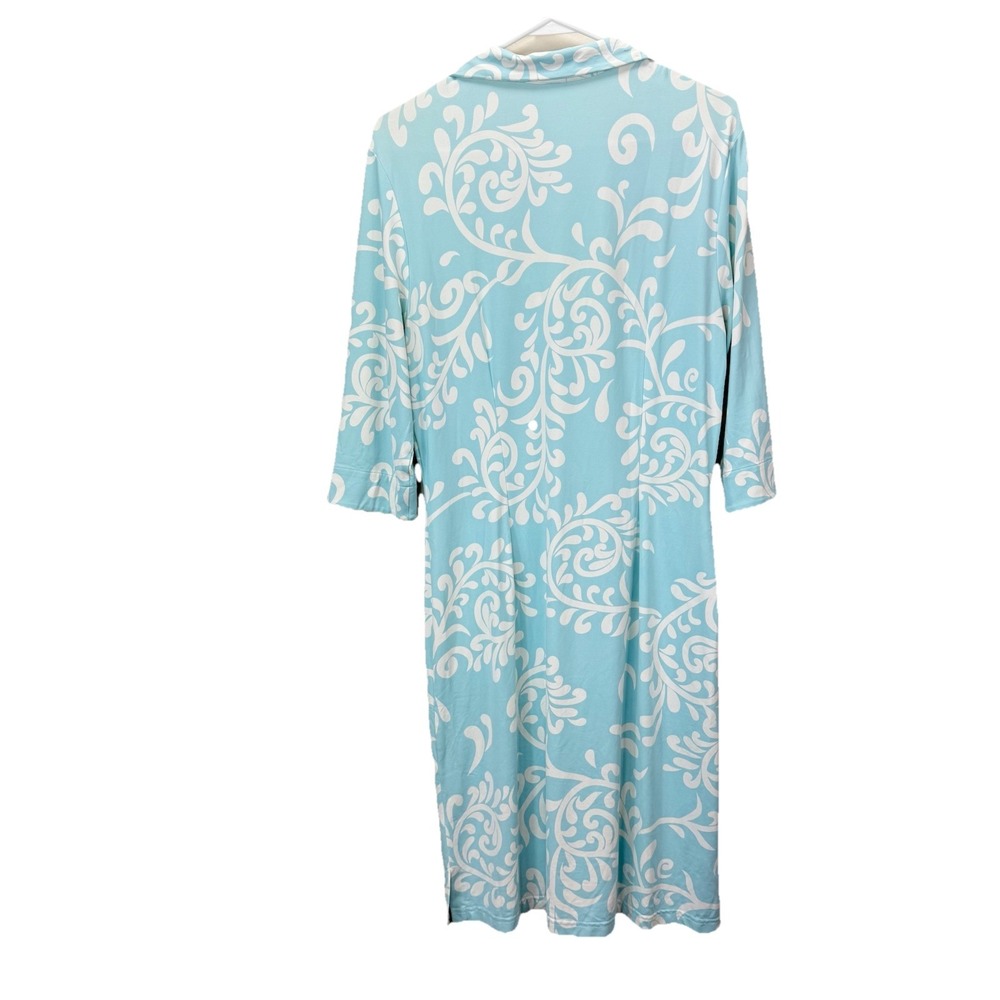 J. McLaughlin Blue Catalina Cloth 3/4 Sleeve Stretch Cadence Dress Size MEDIUM - Picture 6 of 12